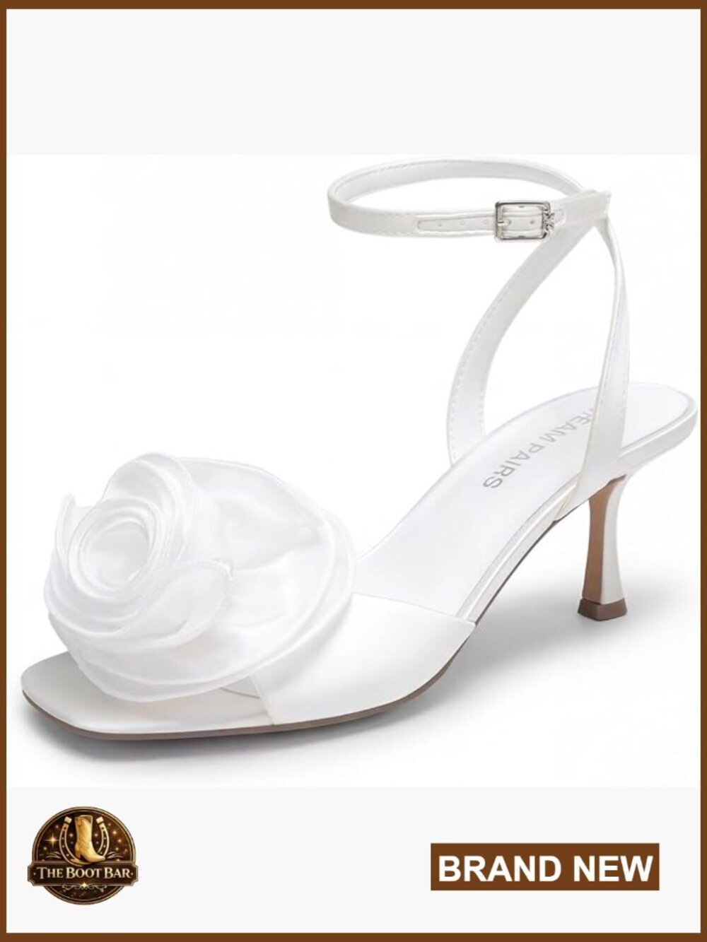 Low Kitten Wedding Heels Square Toe Heeled Sandals Flower Dress Shoes